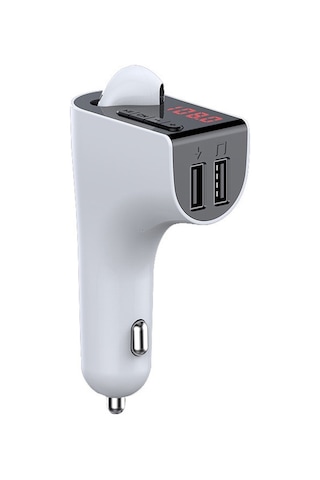 V14 Araç Bluetooth Kulaklık Fm Fd Kablosuz Başlatıcılar Çift Usb Araç Şarj Beyaz