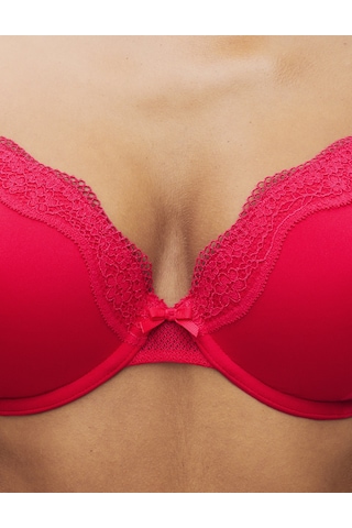 Marks & Spencer Jasmine Dantel Detaylı Balenli Demi Cup Sütyen T33002403 Kırmızı