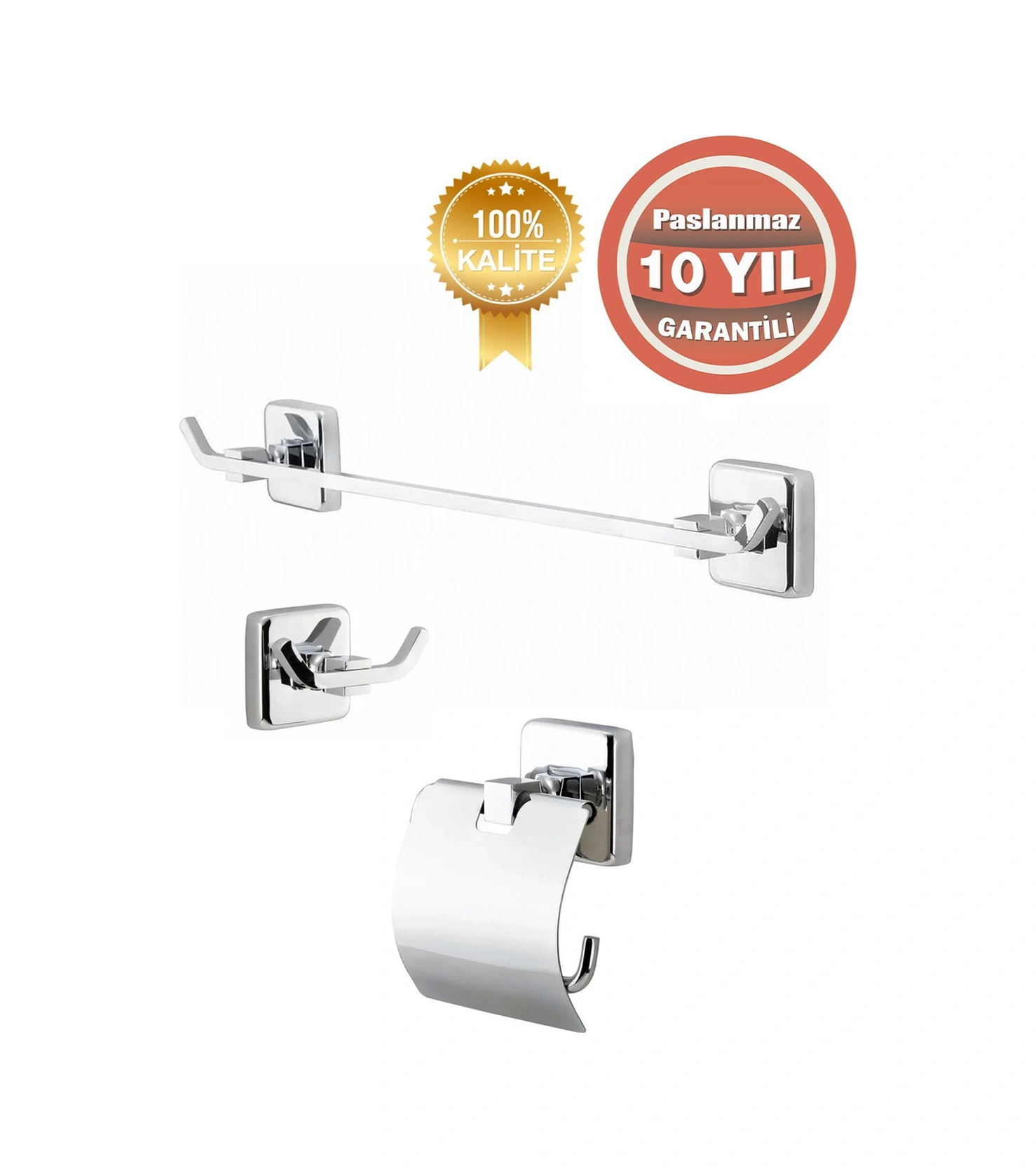 Çelik Banyo Paslanmaz Pirinç Wc Banyo Aksesuar Kumru Havluluk Tuvalet Kağıtlık Askılık 3 'lü Set Krom