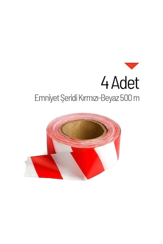 4 Adet Emniyet Şeridi Kırmızı-beyaz 500 Mt, İkaz Bandı, Güvenlik Şeridi-4117