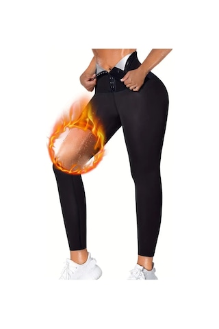 Mistirik Sauna-tayt Model Sıkılaştırıcı Etkili Yüksek Bel Agraflı Termal Toparlayıcı Ve Sport Tayt SiYAH