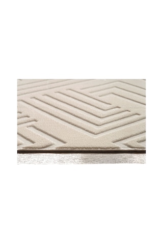 Plato Halı Opqo Ekselans Premium Oturma Odası, Salon, Antre Yıkanabilir Polyester Kaymaz Taban Krem Halı