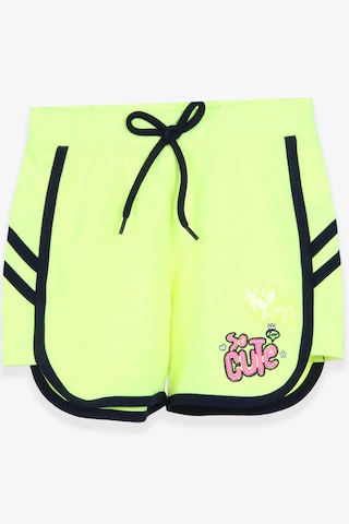 Breeze Kız Çocuk Şort Pullu Kalpli 3-7 Yaş, Neon Yeşil Çok Renkli
