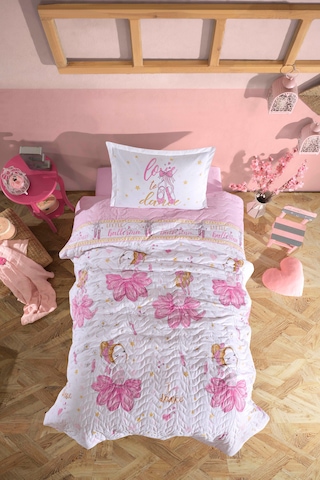 Clasy Tek Kişilik 4 Mevsim Kapitone Nevresim Seti Ballerina Pembe