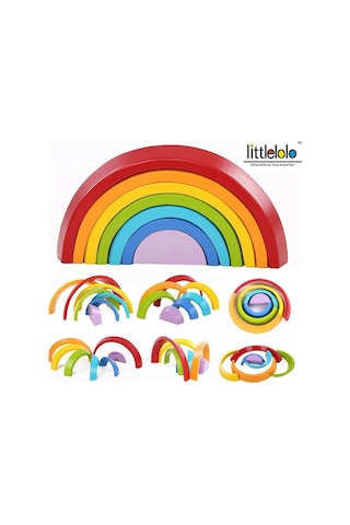Ahşap Oyuncak Montessori Gökkuşağı Eğitim Seti 6 Parça