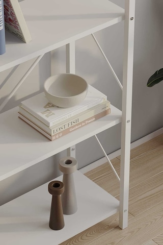 Dört Katli Çok Amaçli Rafli Kitaplik Beyaz Profil Beyaz Sunta 60x24x115 Cm Mtl021