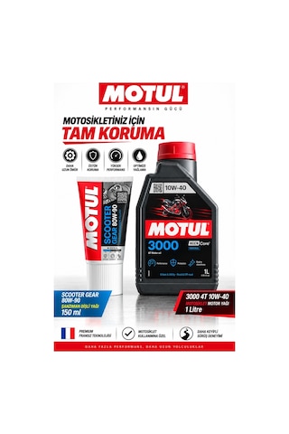 Motul 3000 10w-40 4t 1l + Scooter Gear 80w-90 Motor Ve Şanzıman Yağı Seti