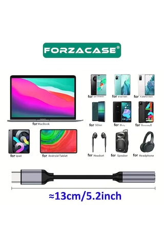 Forzacase Type-c Girişli Telefonlarla Uyumlu Kablolu Kulaklık Çevirici Jack Aux Çevirici - Fc1207 1 Adet
