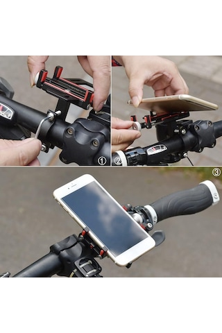Valkyrie 879-k Alüminyum Motorsiklet Bisiklet Cep Telefonu Tutucu - Darbeye Dayanıklı Paslanmaz - 360 Derece Dönebilir - Evrensel Uygunluk Kırmızı