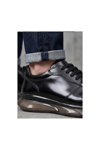 Crc Ayakkabı Premium Hakiki Deri Siyah Erkek Comfort Sneaker Bağcıklı Ayakkabı
