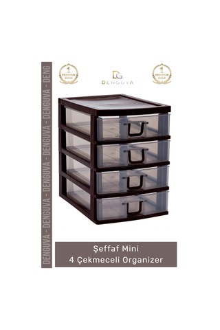 Çekmece Masaüstü Ofis Ev Tipi Takı Makyaj Kırtasiye Hobi Şeffaf Plastik Mini 4 Çekmeceli Organizer Çok Renkli