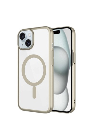 Apple Uyumlu iPhone 15 Kılıf Wireless Şarj Özellikli Sert Pc Mat Riksos Magsafe Kılıf