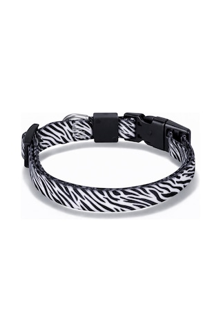 Swissplus Urban Paws Zebra Noir Recycled Köpek Tasması - 10 Mm Beyaz - Siyah