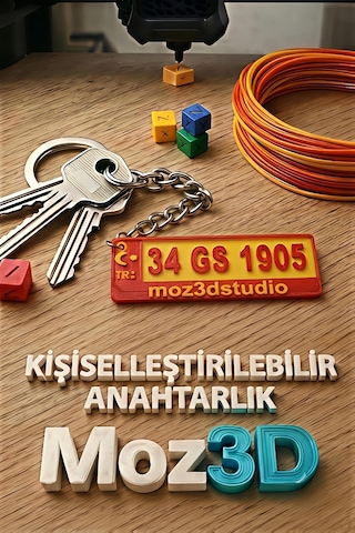 Kişiye Özel Sarı Kırmızı Plaka Anahtarlık