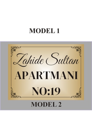 Apartman Isim Tabelası , Aliminyum Aynalı Metal Levha , 19x26cm