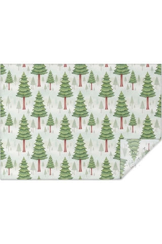 Noel Desenli Dikdörtgen Masa Örtüsü 60x84 İnç, Su Geçirmez Ve Leke Tutmaz Noel Çam Ağacı