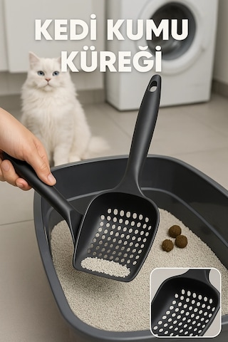 Kedi Kıyafeti Güçlü Ve Kalın Yapılı Kedi Kumu Küreği Küçük Delikli, Kırılmaz, Tüm Kedi Tuvaletleriyle Uyumlu