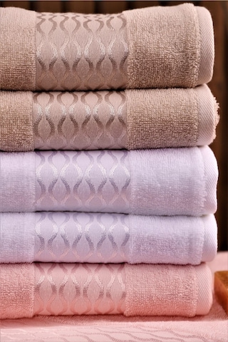 Özdilek Elissa 6'lı Pamuklu Su Emiciliği Yüksek 50 80 El Yüz Havlusu Beyaz-pudra-taş Çok Renkli