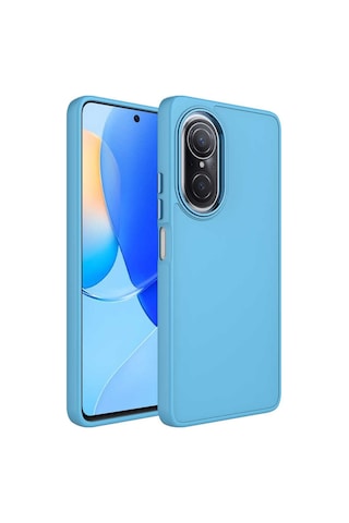 Huawei Nova 9 Se Kılıf Metal Çerçeve Ve Buton Tasarımlı Silikon Tchs Luna Kapak - Sierra Mavi Sierra Mavi