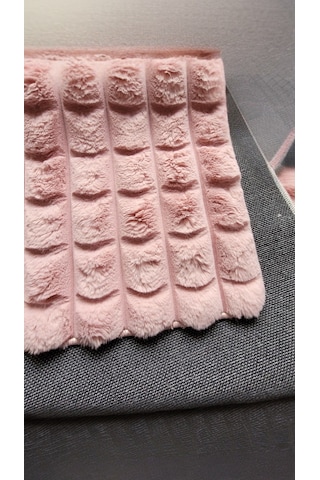 Dekoratif Bubble Peluş Post Halı Beyaz 111p Pudra Pembe
