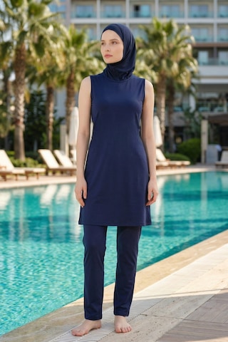 Seboteks Tam Kapalı Crop Model 6 Parça Tesettür Mayo 25292 Lacivert