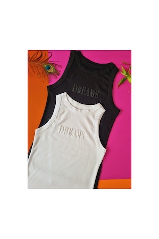 Demirsa Boutique Halter Yaka Modal Kaşkorse Kadın Atlet Siyah Ve Beyaz Renk Siyah-beyaz