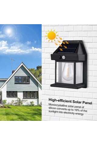 Versatile And Waterproof Outdoor Solar Wall Lamp With Tungsten Filament And Motion Sensor