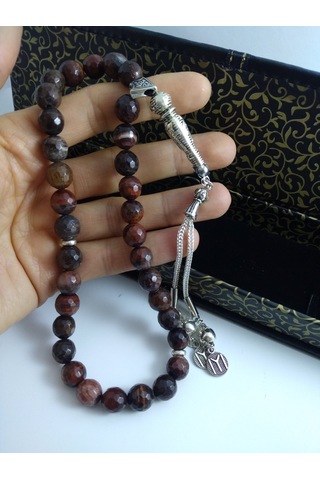 Kızıl Kaplangözü Taşı Tespih / İri Kesim Doğaltaş Tespih