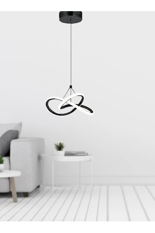 Modern Tekli Sarkıt Power Led Avize Siyah Beyaz Işık Ledli Avize Siyah