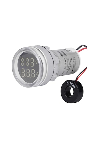 Beyaz Voltmetre + Ampermetre Ac12-500v 0-100a 22 Mm Beyaz Voltmetre + Ampermetre Ac12-500v 0-100a 22 Mm