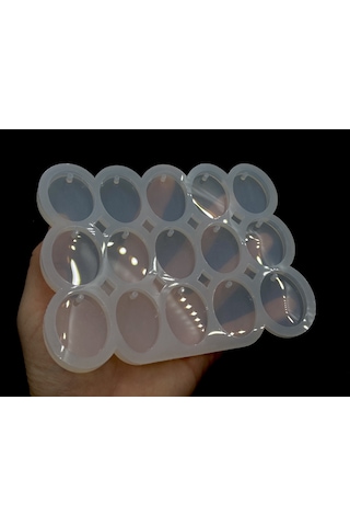 Epoksikalipmarketi 15'li Epoksi Silikon Elips Oval Kalıp 2,8 x 3,6 CM
