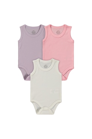 Minidamla Baby Minidamla Askılı Basic 3'lü Set 1-18 Ay Çıtçıtlı Badi - Pembe