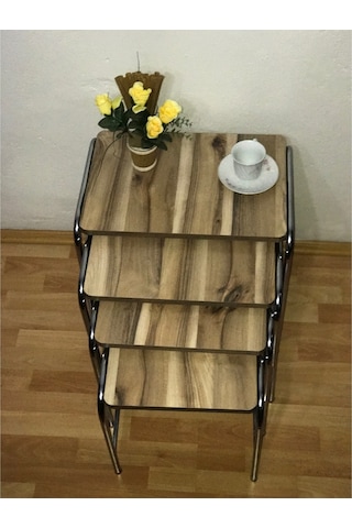 Ceviz Renkli Zigon Sehpa 4'Lü