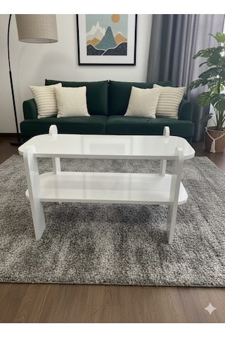 Şık Ve Kullanışlı Beyaz Düz Salon Orta Sehpası 80 30 47 Beyaz