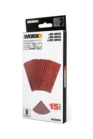 Worx Wa2029 185x95mm 60, 80, 120 Kum, 15 Adet Cırtlı Universal Zımpara Kâğıdı Seti Fr Wa2029
