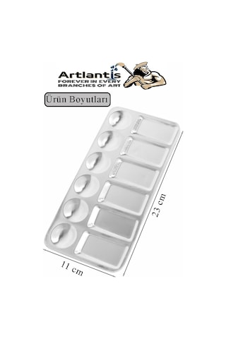 Dikdörtgen Metal Palet 1 Adet Metal Boya Paleti 12 Hazneli 11x23 Cm Paslanmaz Resim Boyama Paleti Fırça Hediyeli