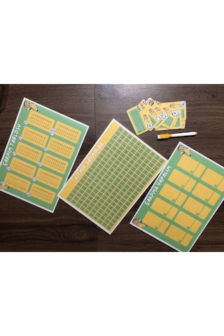 4'lü Çarpım Tablosu Seti - Kalem Hediyeli Okul Temalı