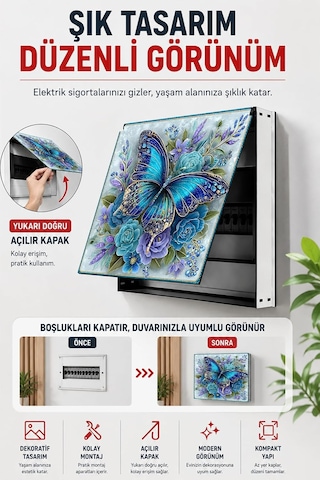 Dekoratif Sigorta Kutusu Kapağı 39x32 Cm Açılır Kapaklı Elektrik Panosu Gizleme Paneli Ss023