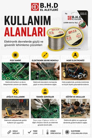 Lehim Havya Teli 50 Gr 1.2mm 40/60 Kalay Kurşun Lehim Teli Elektronik Devre Pcb Tamir Ve Montaj