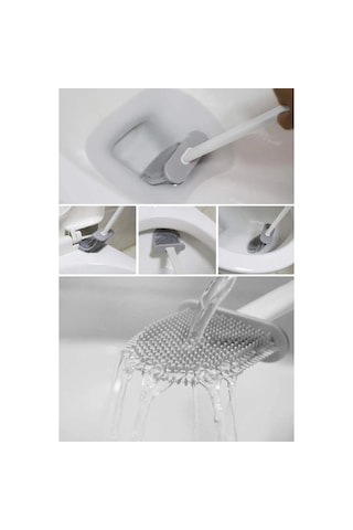 Silikon Banyo Tuvalet Klozet Temizleme Fırçası Ve Tutucu Beyaz