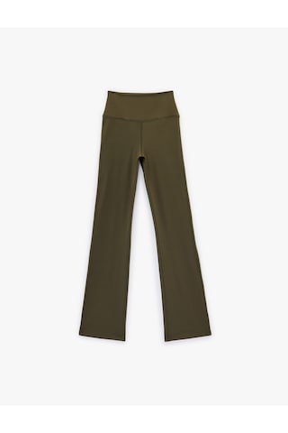 Koton Slim Fit Yüksek Bel İspanyol Paça Spor Tayt Haki 6wak40330nk Haki