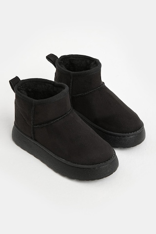 Tonny Black Kalın Poli Taban İçi Kürklü Süet Görünümlü Çocuk Unisex Siyah Günlük Bot Tbsz015 Siyah