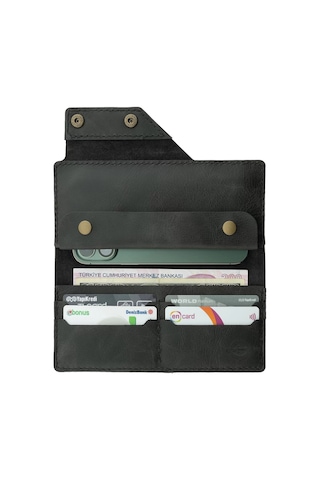 Twingold İsme Özel Dikey Çıtçıtlı Uzun Cüzdan - %100 Rainbow Deri - A010006 - Antrasit Antrasit