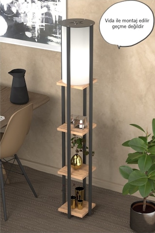 Yıldızlı Raflı Kitaplıklı Atlantik Çam Lambader 4001a Metal