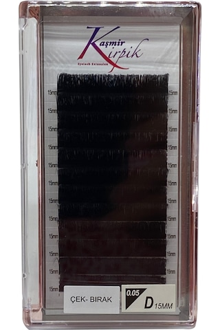 Kaşmir Kirpik Çek Bırak D Kıvrım 0.05 MM 15 Numara Tek Boy Kirpik