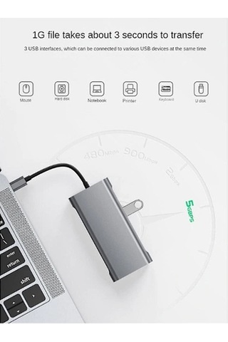 Pl 11'i 1 Arada Usb-c Yuvası, Usb Hub 3.0, Ayırıcı, Çoklu Bağlantı Noktası Adaptörü, 4k Uyumlu, Rj45, Sd/tf, Vga, Pd, Ses
