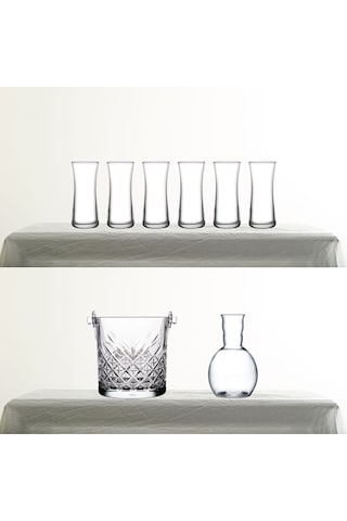Paşabahçe Rakı Bardağı,nude Kristal Karaf Ve Timeless Buz Kovası