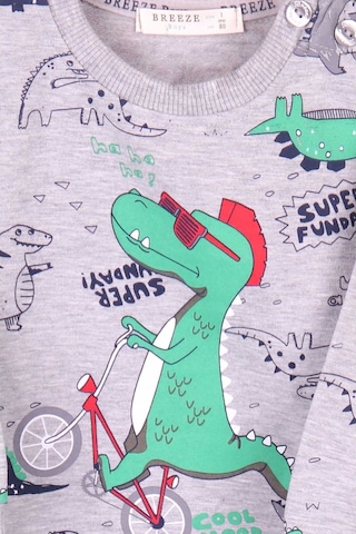 Breeze Erkek Bebek Eşofman Takımı Dinozor Baskılı Gri (9 Ay-1.5 Yaş)