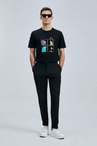 Lufian 111020254 Funky Modern Grafik Tişort Erkek T-shirt SIYAH