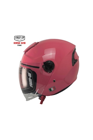 Free-m 618 Güneş Vizörlü Yarım Açık Kask Pembe